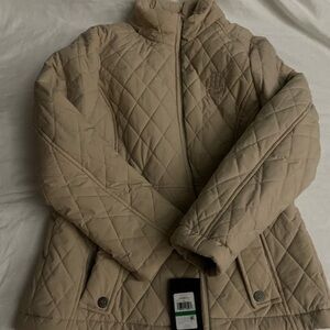 Tommy Hilfiger Women's Beige Quilted Puffer Jacket